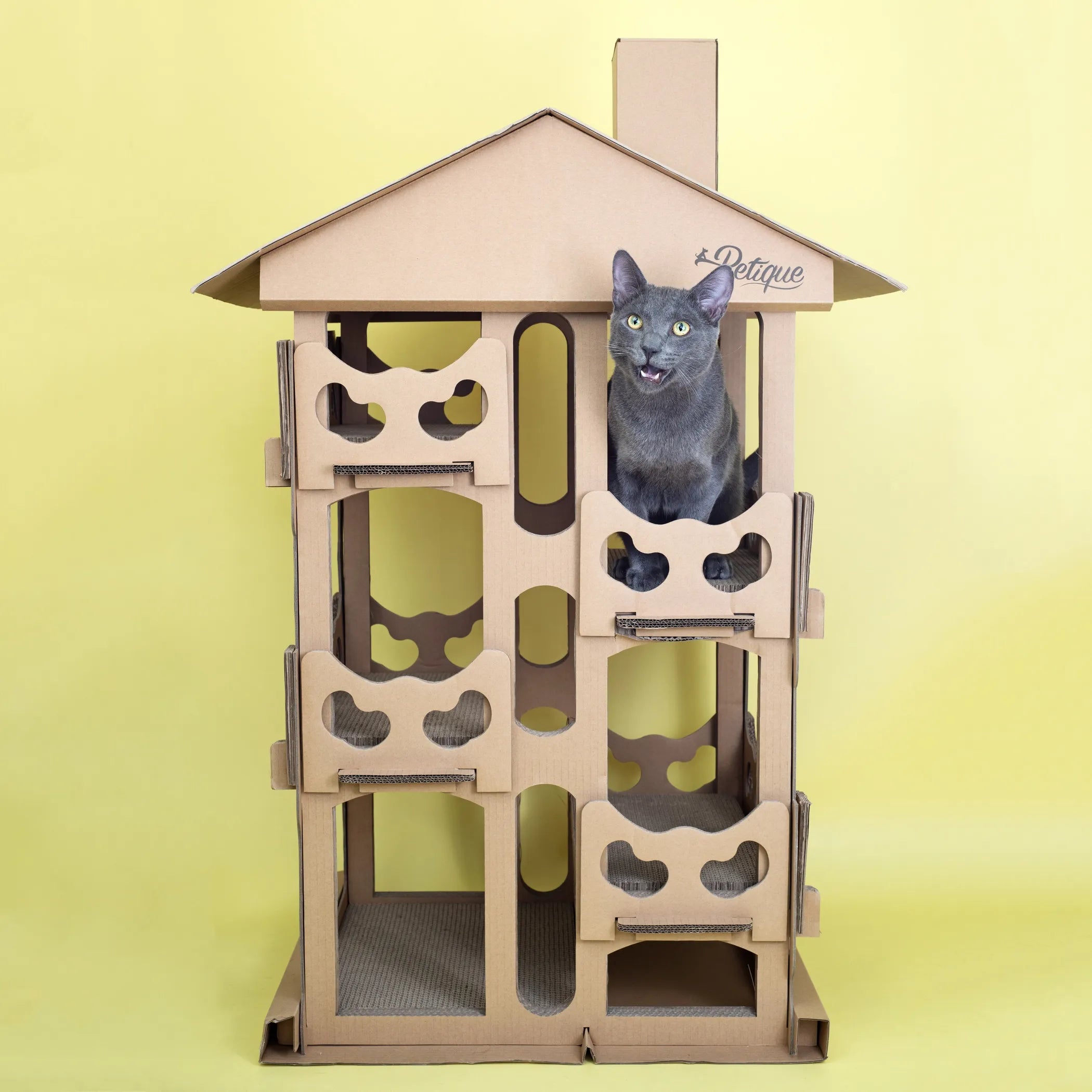 Feline Chateau Cat House β 4-Level Cardboard Tower with Scratch Pads