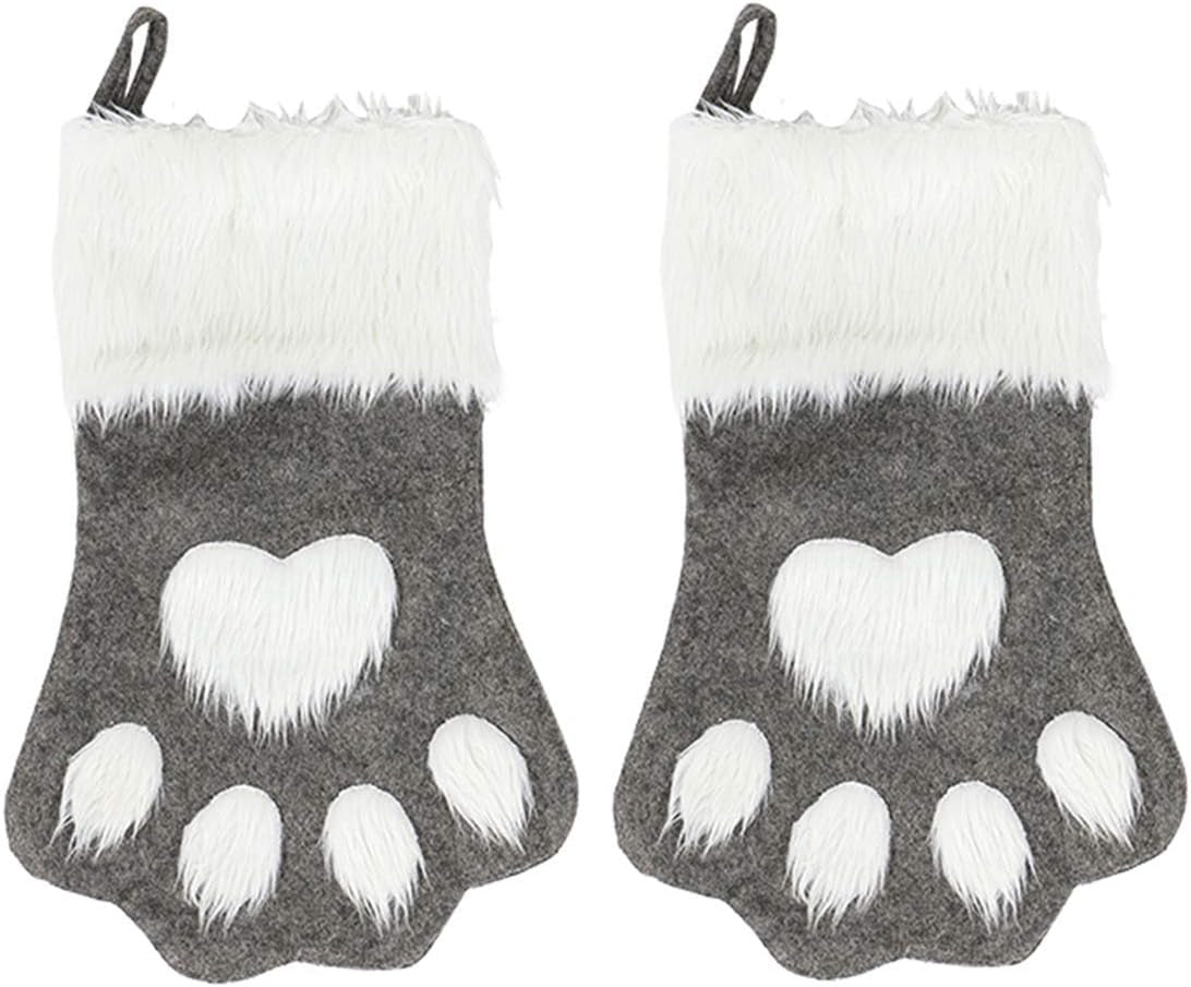 Large Dog & Cat Christmas Stockings – Plush Paw-Shaped Holiday Hanging Socks