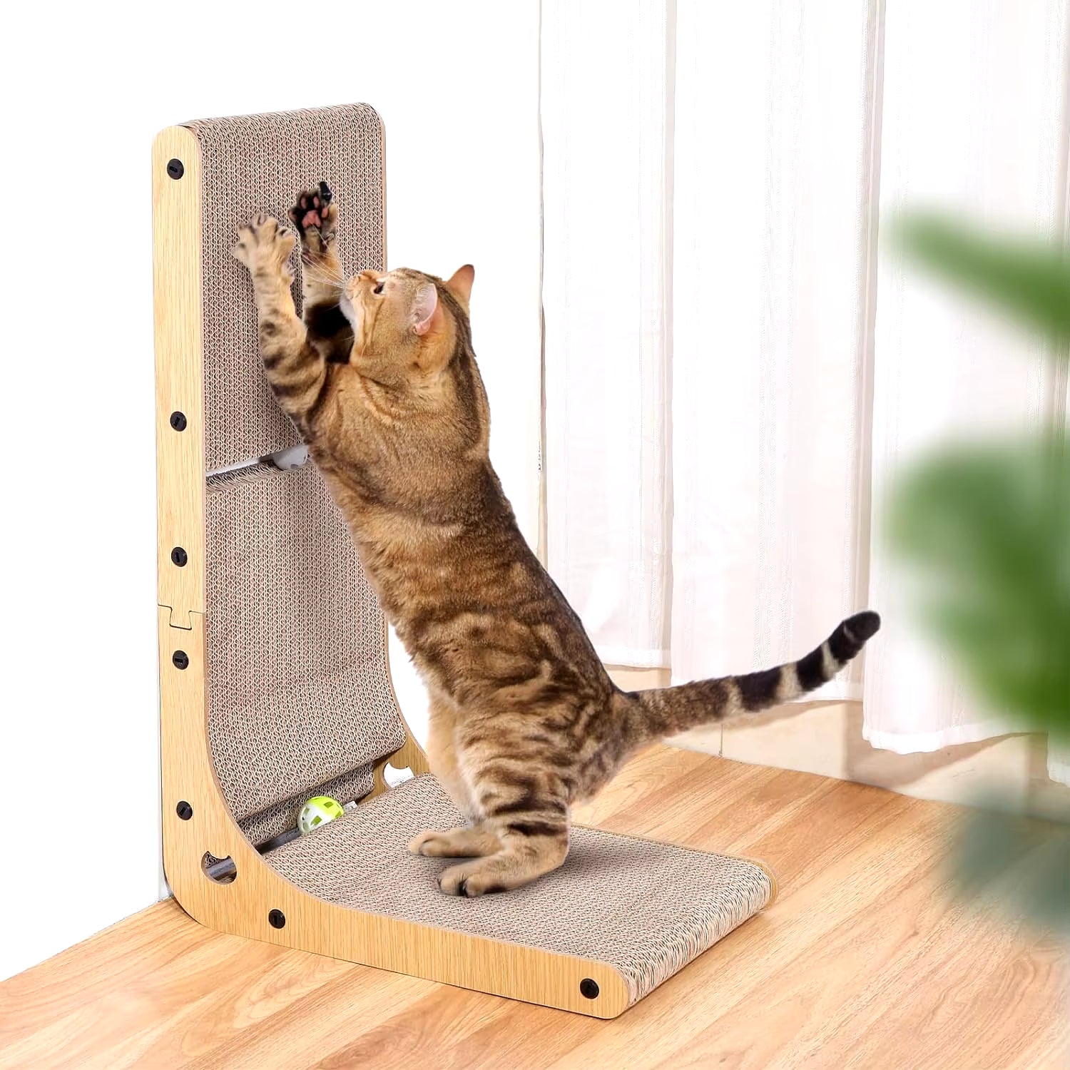 L-Shape Cat Scratcher – 23.6" Cardboard Pad for Indoor Cats & Furniture - FurriendlyPaws | Furry Friends, Happy Hearts