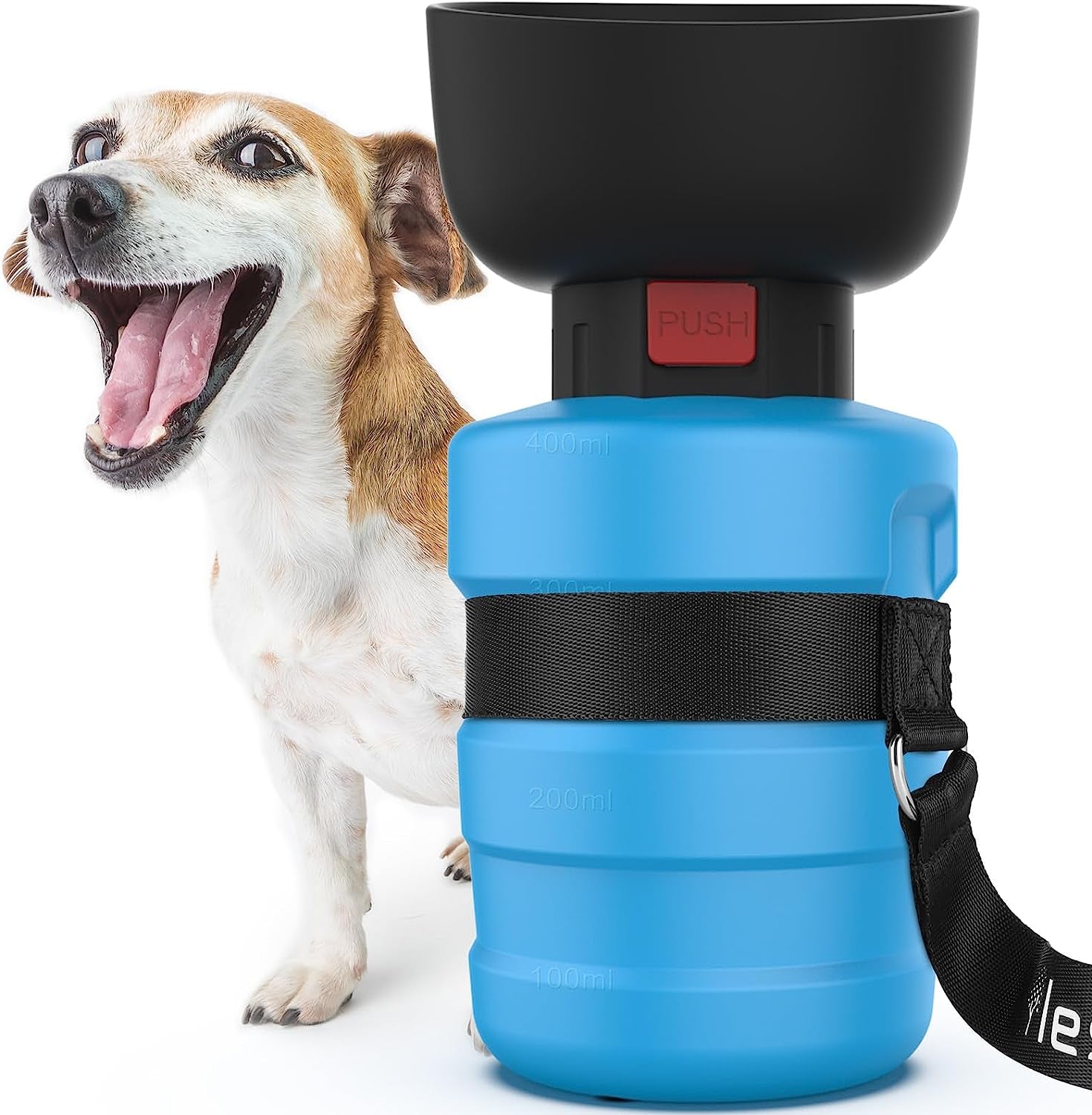 Portable Dog Water Bottle with Built-In Bowl – Leak-Proof, BPA-Free Travel Dispenser for Walks, Hiking & Outdoor Adventures