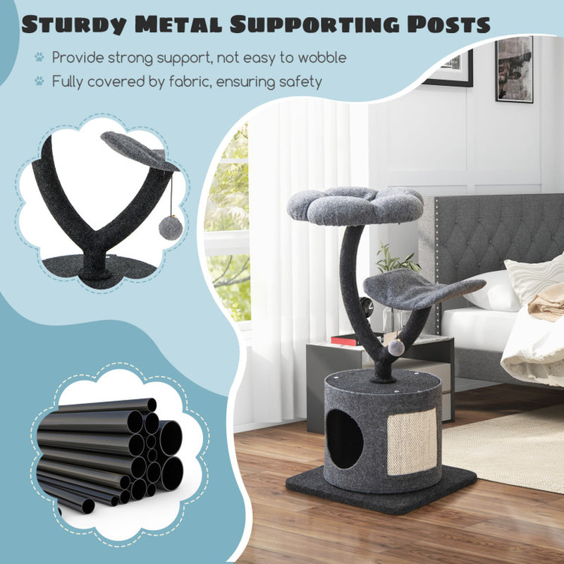 Cat Tree for Large & Small Cats – Stylish Metal Frame Cat Tower