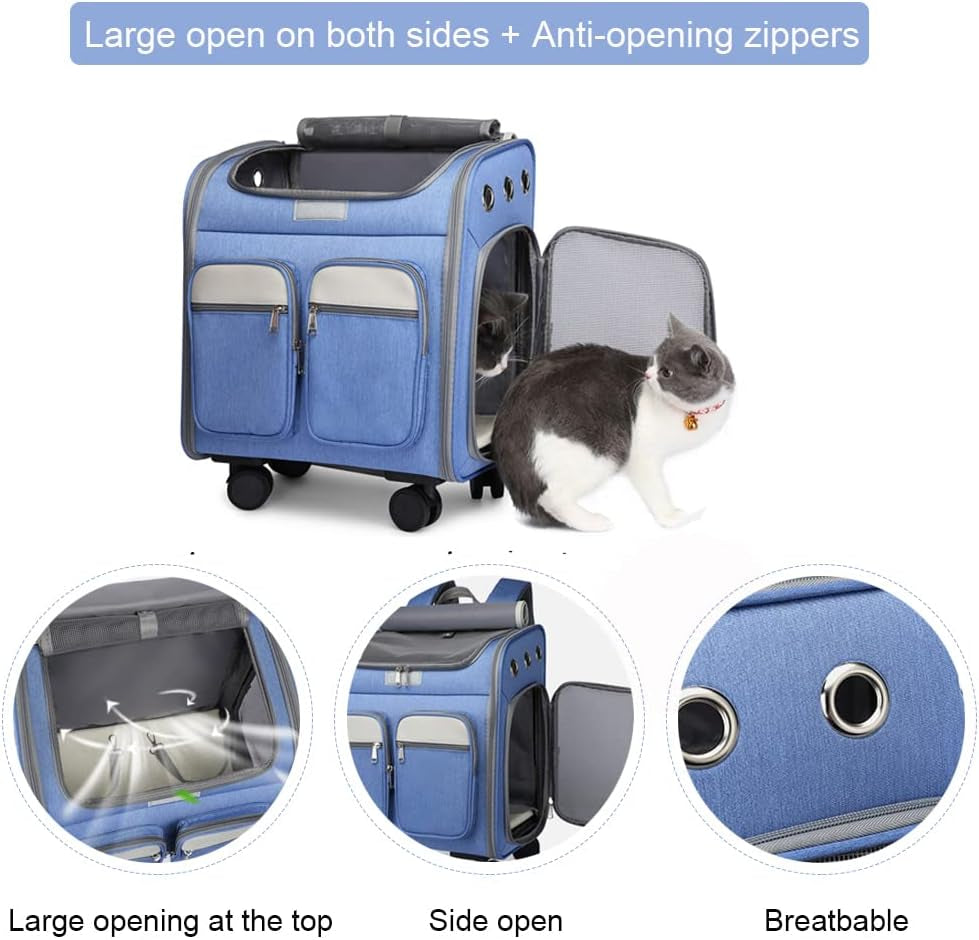 Wheeled Pet Carrier Backpack & Stroller – Travel Bag for Dogs & Cats