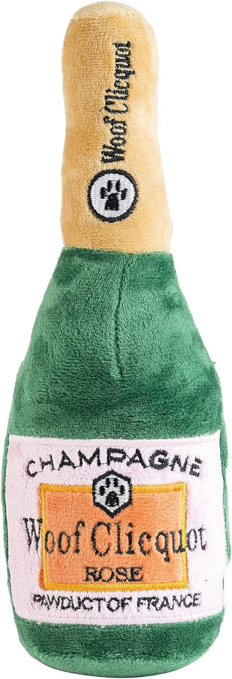 LaBarka Pawsecco Plush Dog Toy – Funny Designer Parody Toy with Squeaker for All Breeds, Soft, Stylish & Machine-Washable