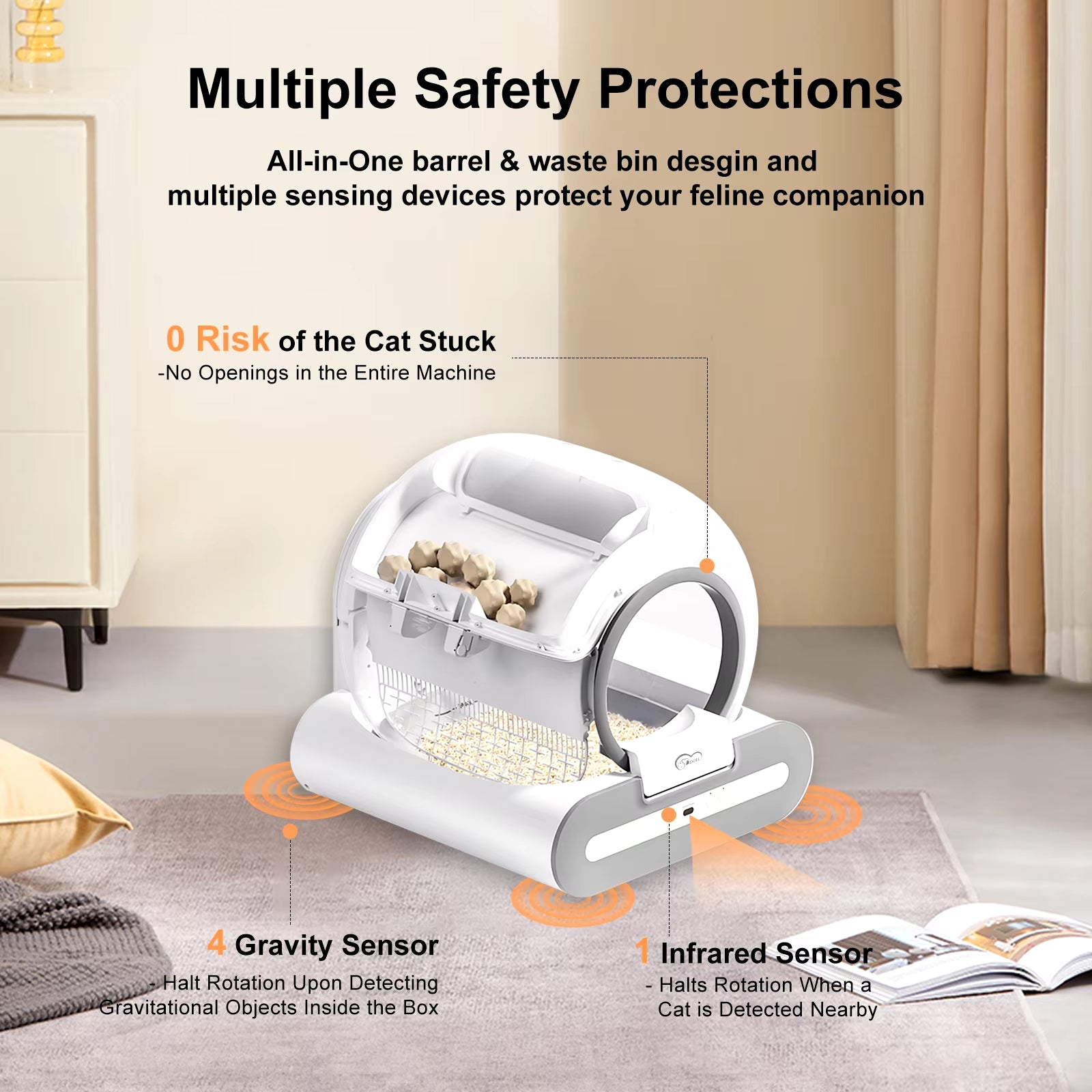 Smart Self-Cleaning Cat Litter Box - App Control for Multiple Cats