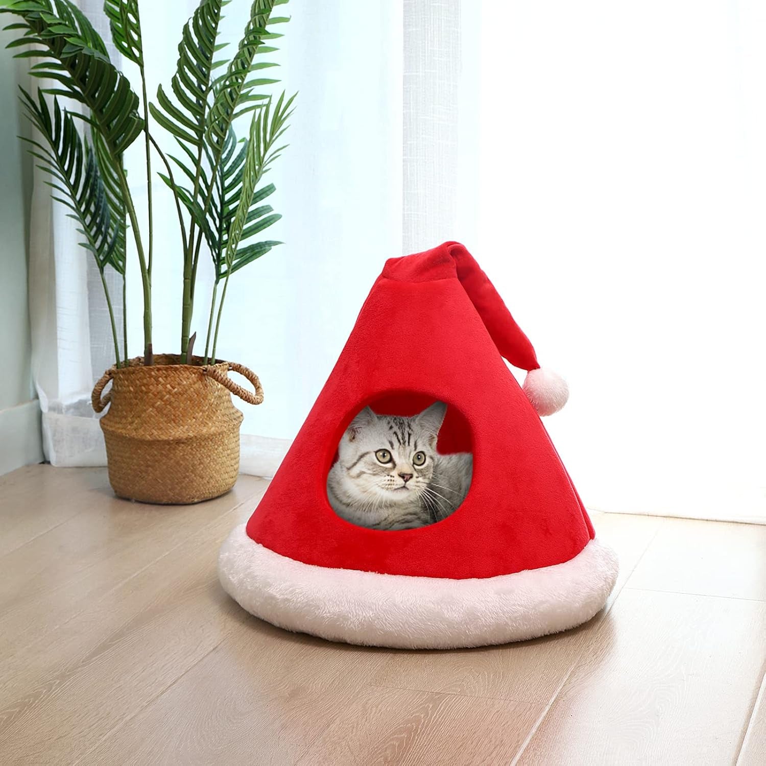 Christmas Tree Cat Bed Tent – Cozy Self-Warming Pet House for Cats & Small Dogs