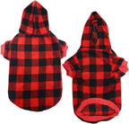 Plaid Dog Hoodie Fleece Sweater – Warm Winter Coat Red & Black