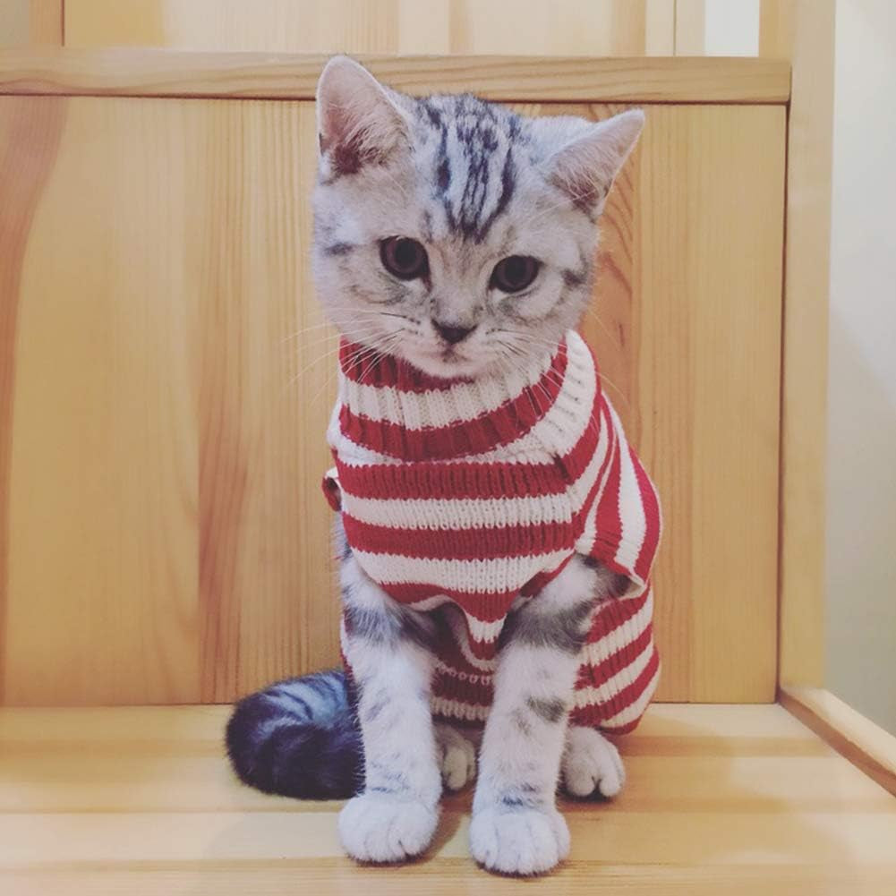 Christmas Cat Sweater – Santa Claus Knit Pet Outfit (XS–XL)