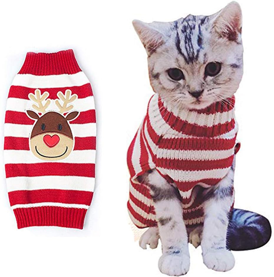Christmas Cat Sweater – Santa Claus Knit Pet Outfit (XS–XL)
