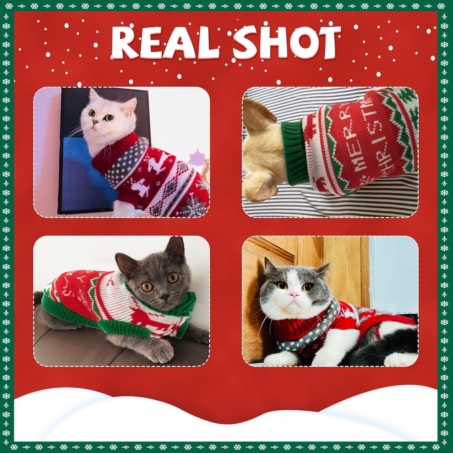 2-Pack Cat Christmas Sweaters – Warm Holiday Knitwear for Cats & Small Dogs