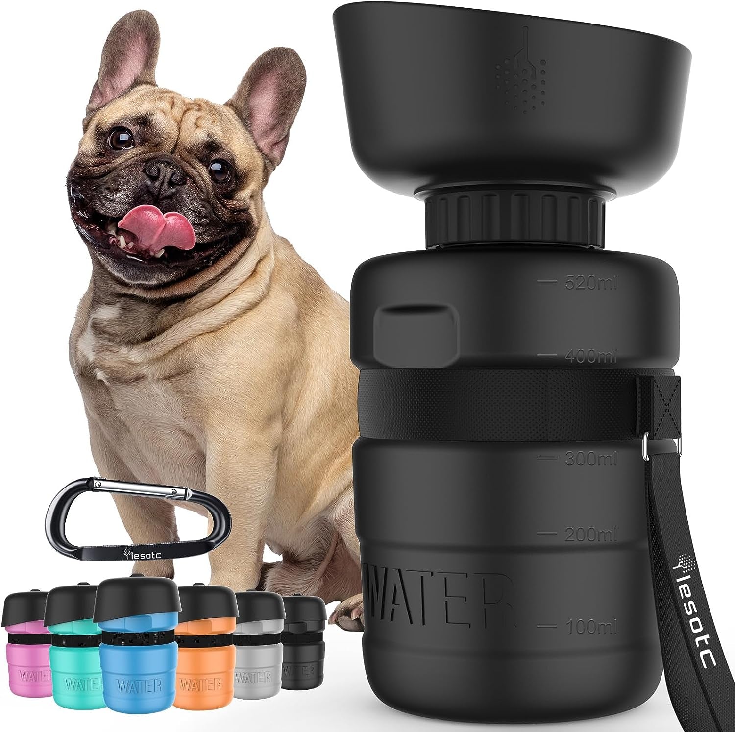 Portable Dog Water Bottle with Built-In Bowl – Leak-Proof, BPA-Free Travel Dispenser for Walks, Hiking & Outdoor Adventures