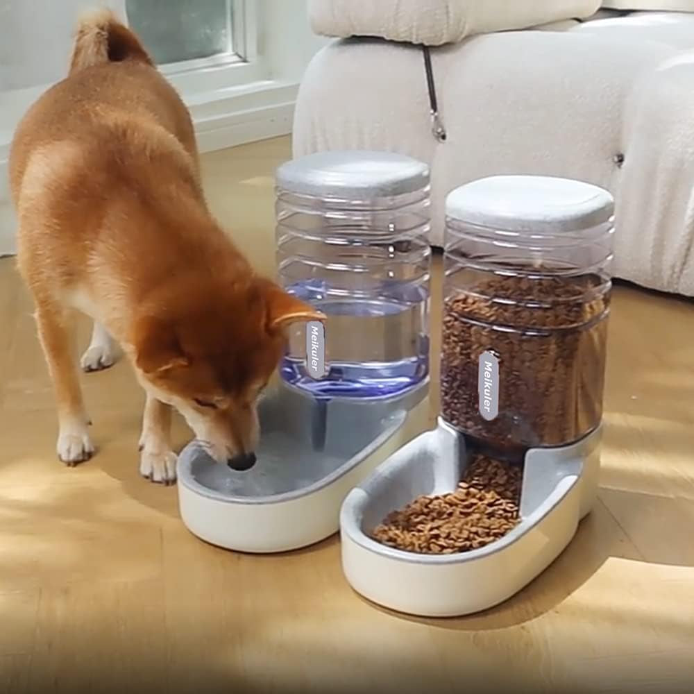 Automatic Dog Cat Feeder & Water Dispenser Set – 1 Gallon x 2