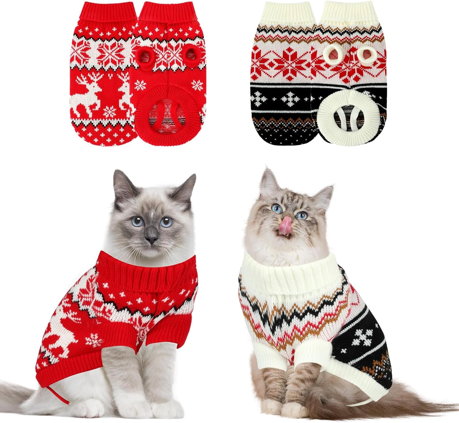 2-Pack Cat Christmas Sweaters – Warm Holiday Knitwear for Cats & Small Dogs