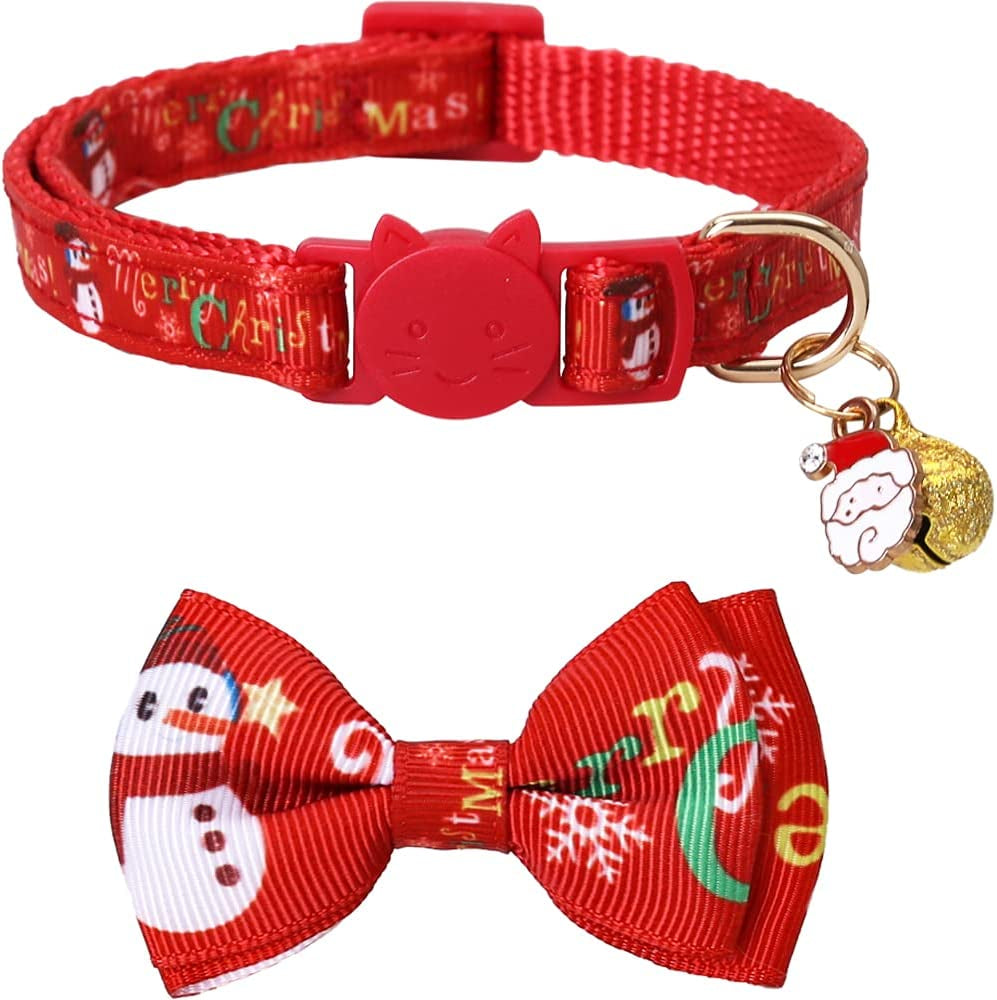 Christmas Cat Collar with Bow Tie & Bell – Adjustable Safety Breakaway for Cats & Kittens - FurriendlyPaws | Furry Friends, Happy Hearts