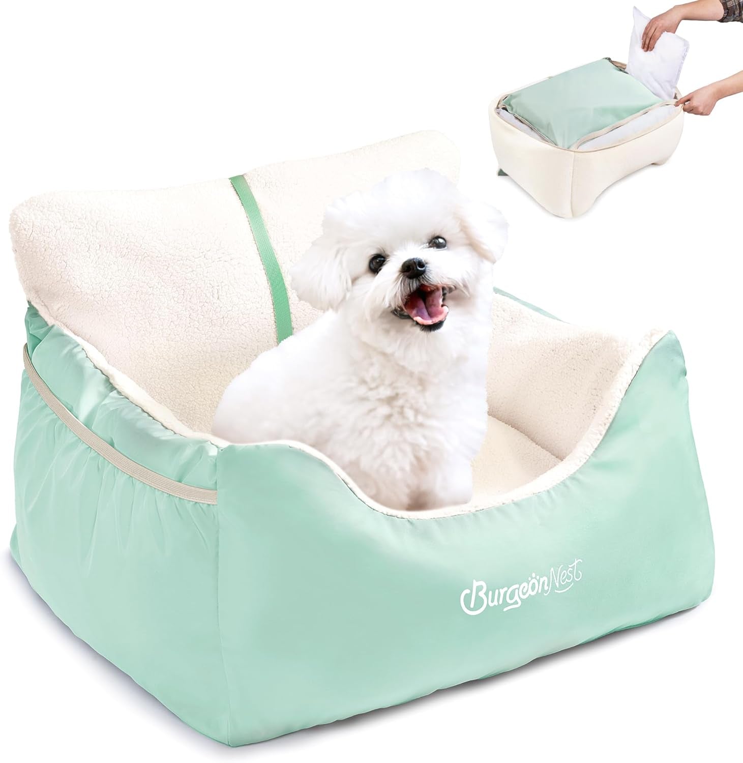 Dog Car Seat for Small Dogs – Cozy Booster Bed with Leash & Storage
