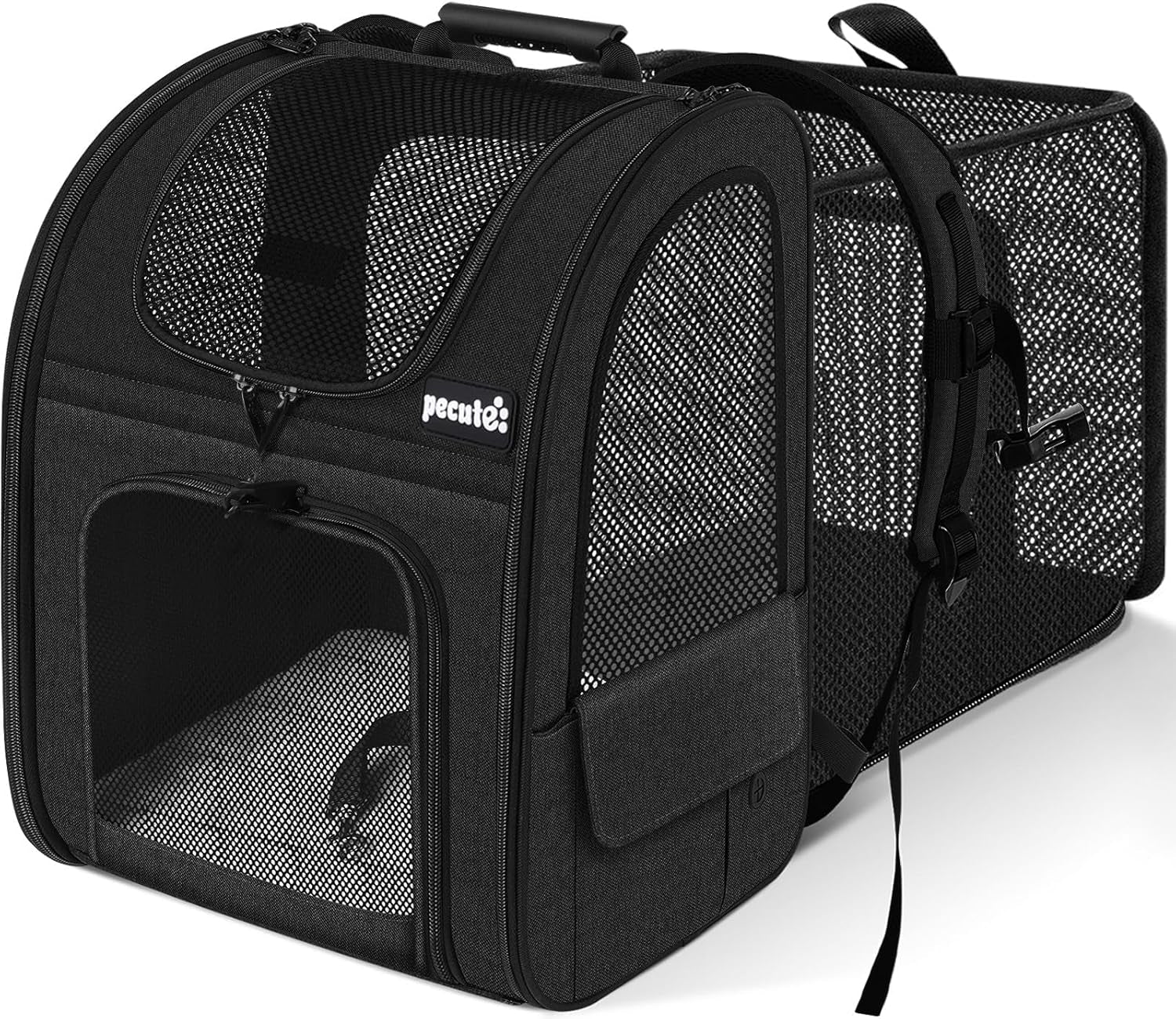 Expandable Pet Carrier Backpack – Breathable Mesh Dog & Cat Travel Bag for Hiking, Camping & Outdoor Adventures (Holds up to 17 lbs)