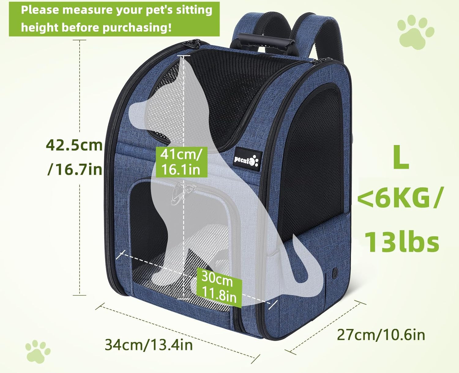 Expandable Pet Carrier Backpack – Breathable Mesh Dog & Cat Travel Bag for Hiking, Camping & Outdoor Adventures (Holds up to 17 lbs)
