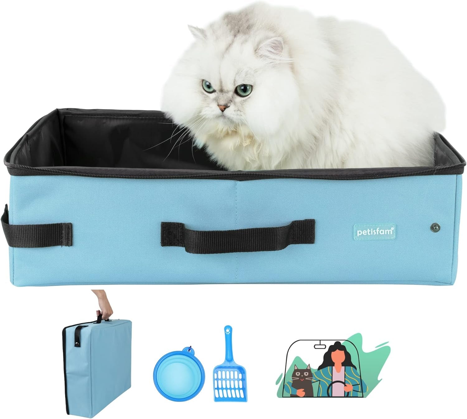 Portable Cat Travel Litter Box – Leakproof, Foldable & Odor-Control