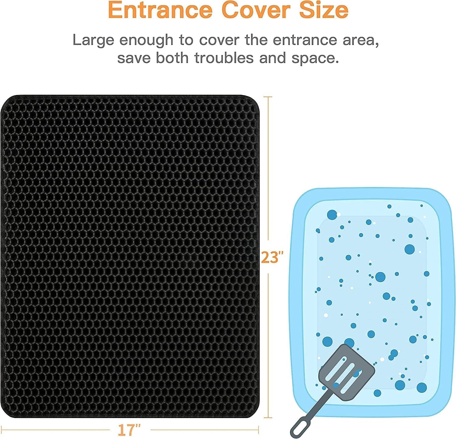 Cat Litter Mat 23"x17" – EVA Honeycomb Double Layer, Waterproof & Urine-Proof Scatter Control, Washable, BPA-Free