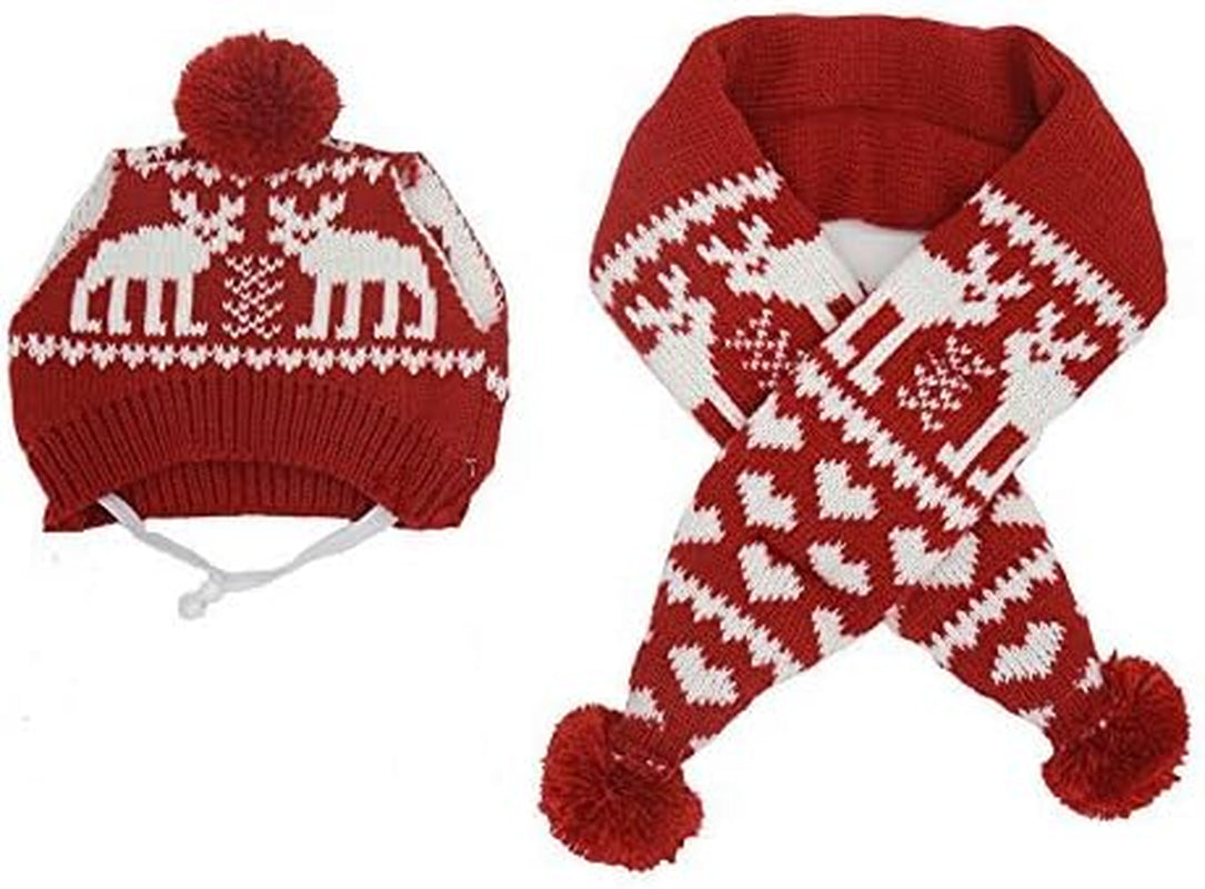 Pet Christmas Reindeer Scarf & Hat Set – Holiday Accessories for Dogs & Cats
