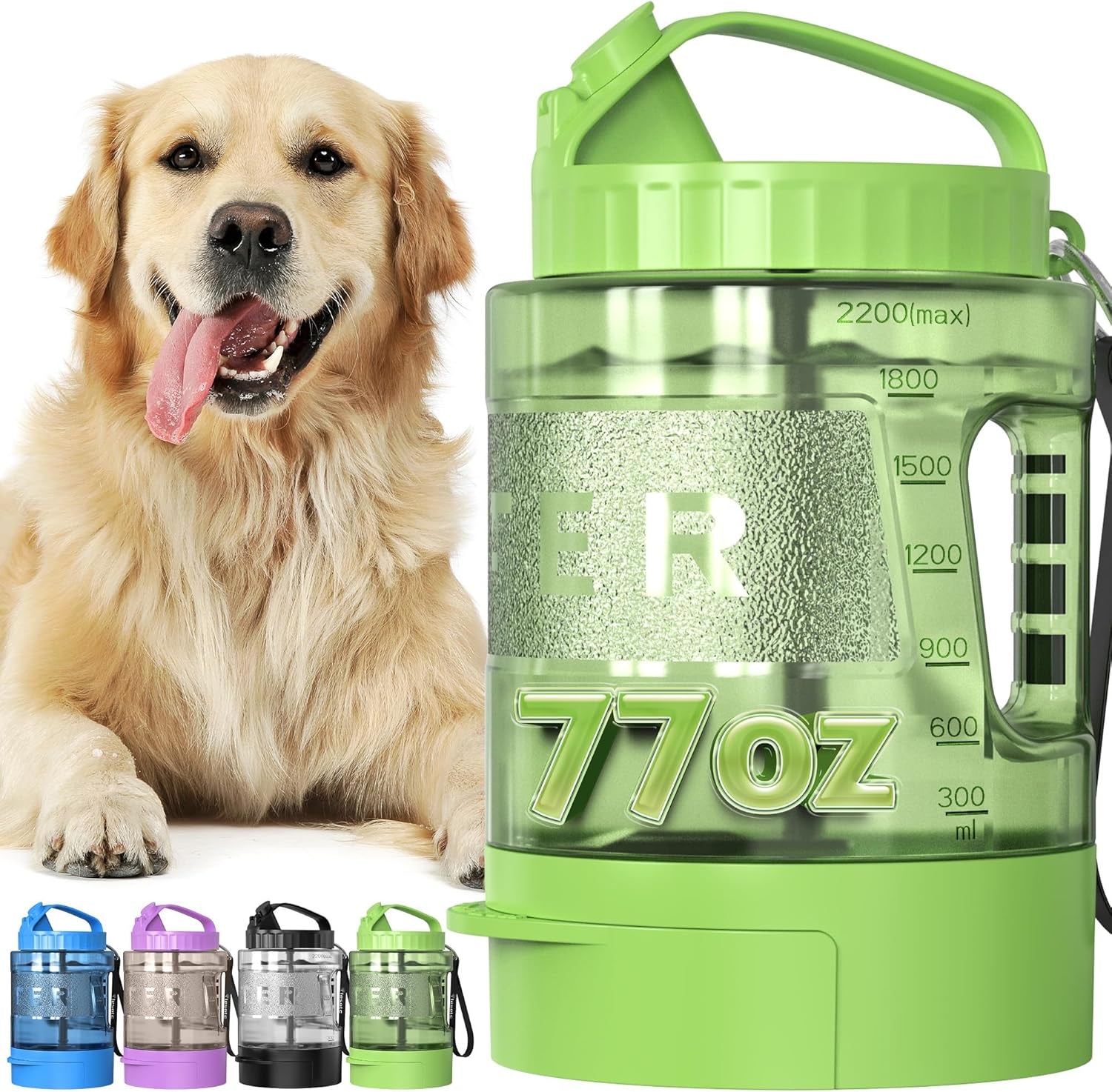 Portable Dog Water Bottle with Built-In Bowl – Leak-Proof, BPA-Free Travel Dispenser for Walks, Hiking & Outdoor Adventures