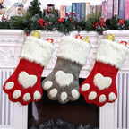 Large Dog & Cat Christmas Stockings – Plush Paw-Shaped Holiday Hanging Socks