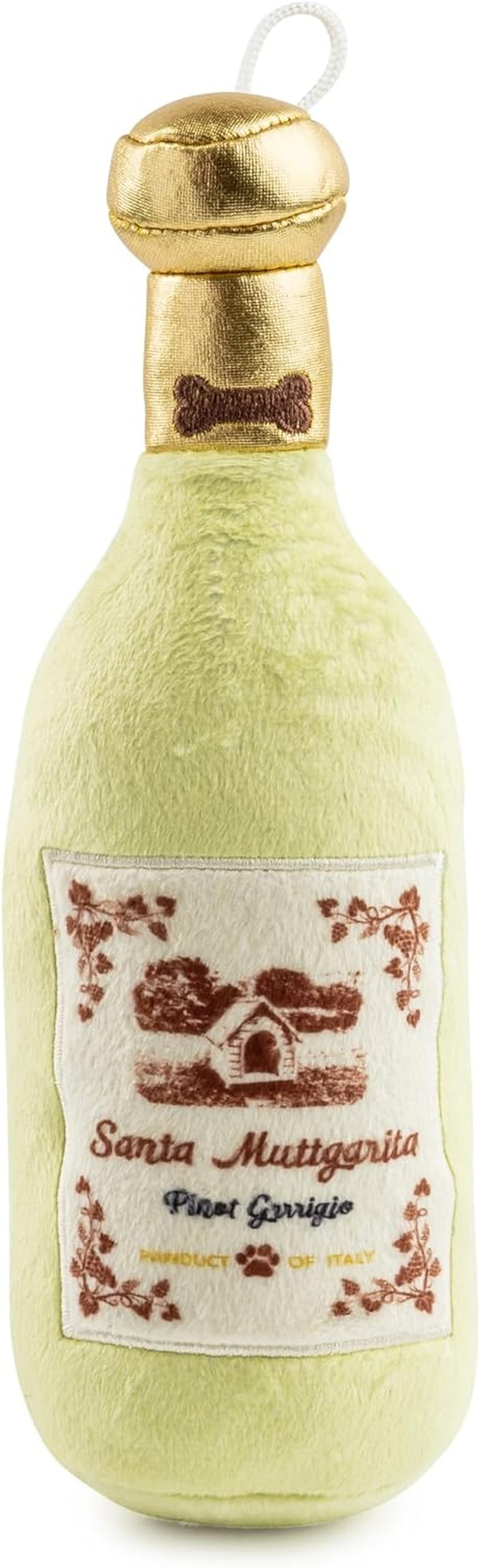 LaBarka Pawsecco Plush Dog Toy – Funny Designer Parody Toy with Squeaker for All Breeds, Soft, Stylish & Machine-Washable