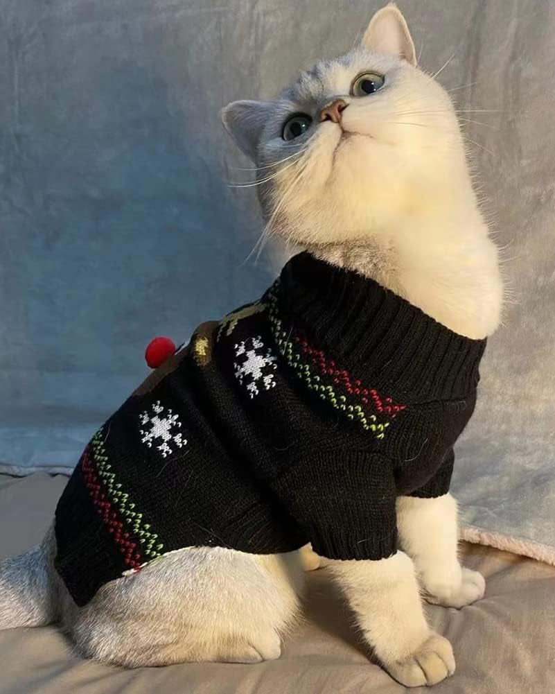 Christmas Cat Sweater – Santa Claus Knit Pet Outfit (XS–XL)