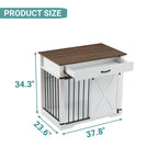 Large Dog Crate Furniture with Barn Door & Drawer – Rustic Wood
