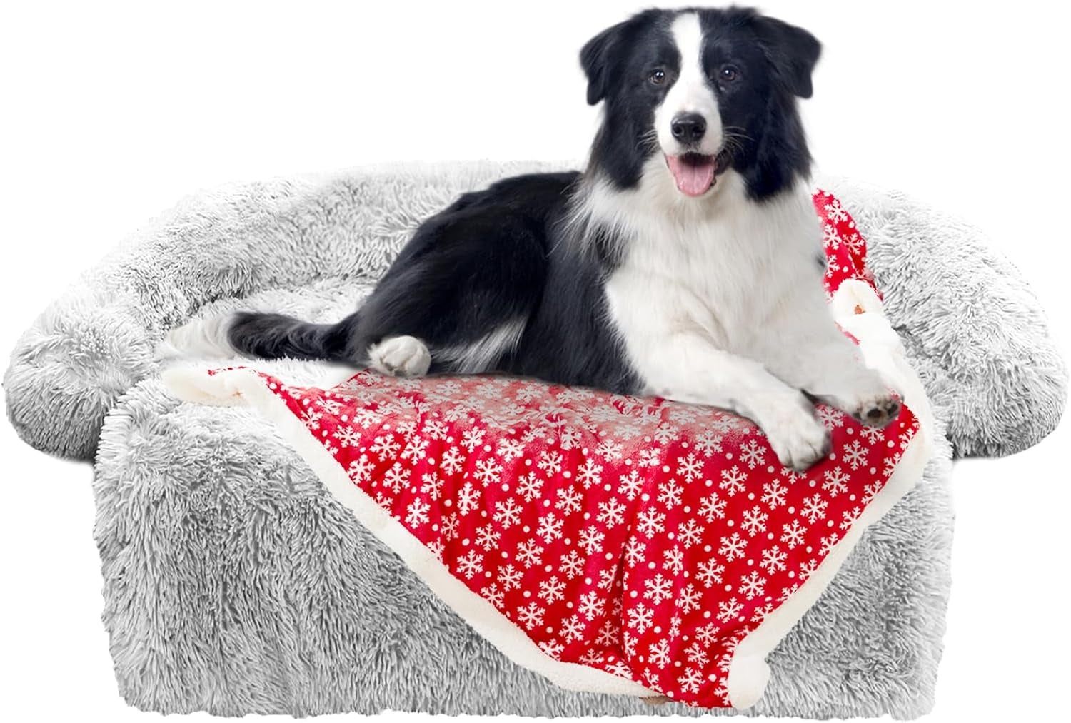 Calming Dog Bed Fluffy Plush Dog Mat for Furniture Protector with Removable Washable Cover for Large Medium Small Dogs and Cats (Small(35X31X5), Dark Grey)