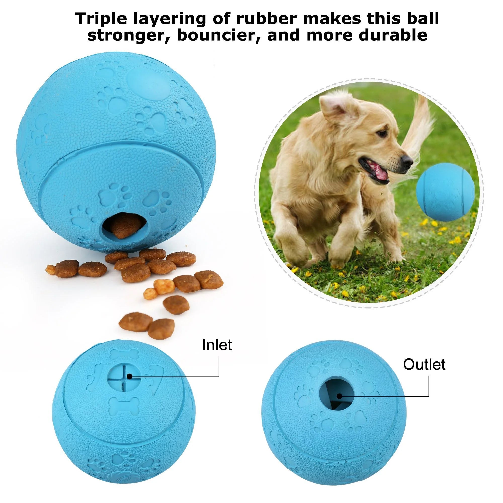 4 Pack Large Dog Treat Balls – Interactive Food Dispensing Puzzle Toys for Puppies, IQ Training, Teeth Cleaning & Chewing – Natural Rubber, Non-Toxic