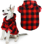 Plaid Dog Hoodie Fleece Sweater – Warm Winter Coat Red & Black
