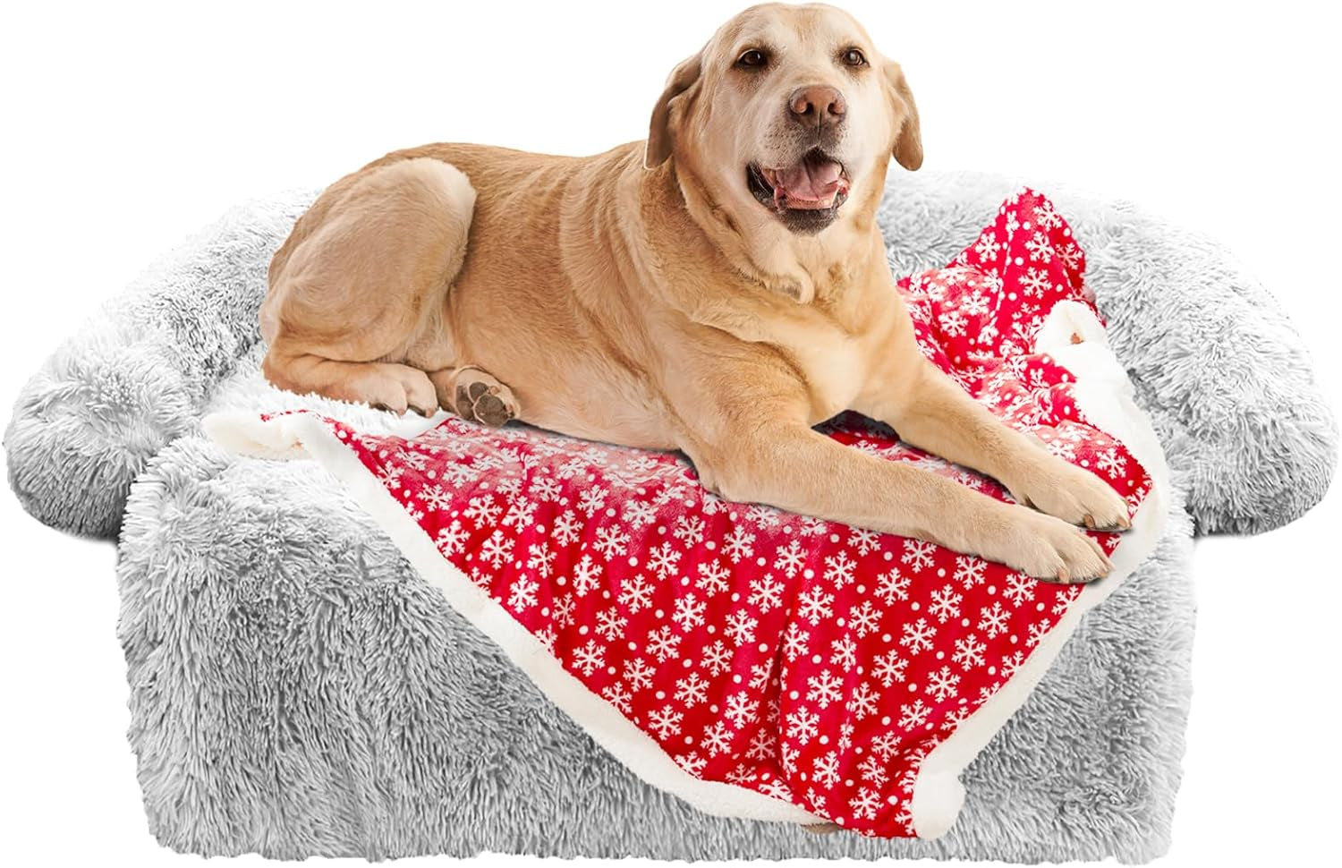 Calming Dog Bed Fluffy Plush Dog Mat for Furniture Protector with Removable Washable Cover for Large Medium Small Dogs and Cats (Small(35X31X5), Dark Grey)