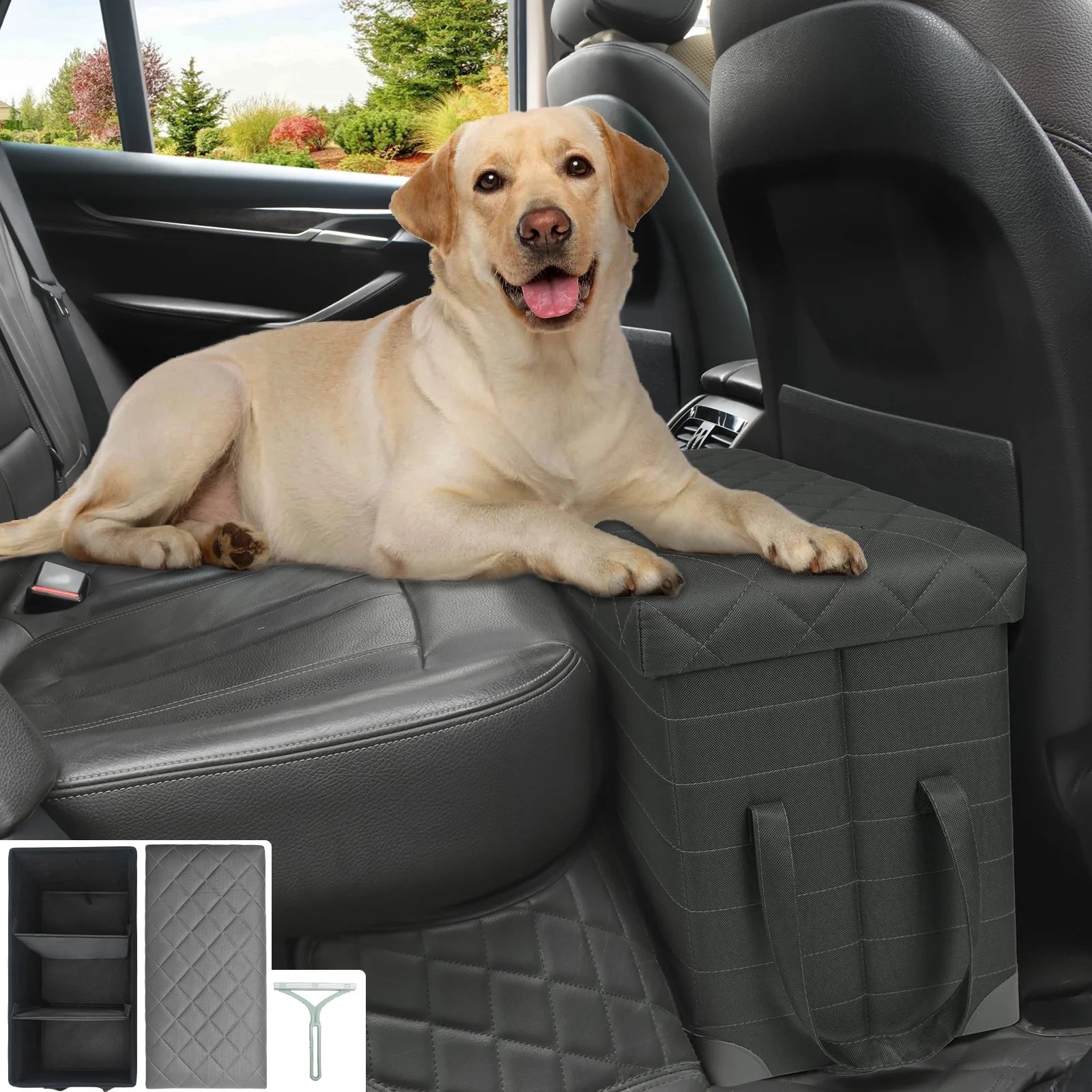 Car Back Seat Extender for Large Dogs – Pet Seat Extender with Storage