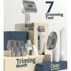 Oneisall 7-in-1 Dog Grooming Kit & Low Noise Pet Grooming Vacuum – 1.5L Large Dust Cup, 7 Professional Tools for Shedding, Hair Trimming & Home/Car Cleaning