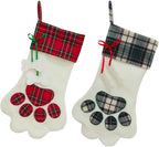 Large Dog & Cat Christmas Stockings – Plush Paw-Shaped Holiday Hanging Socks