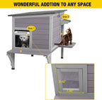 🏠❄️ Insulated Heated Cat House with Temperature Control – Weatherproof Feral & Outdoor Cat Shelter