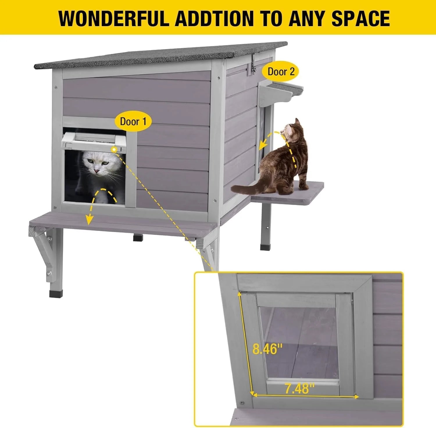 🏠❄️ Insulated Heated Cat House with Temperature Control – Weatherproof Feral & Outdoor Cat Shelter