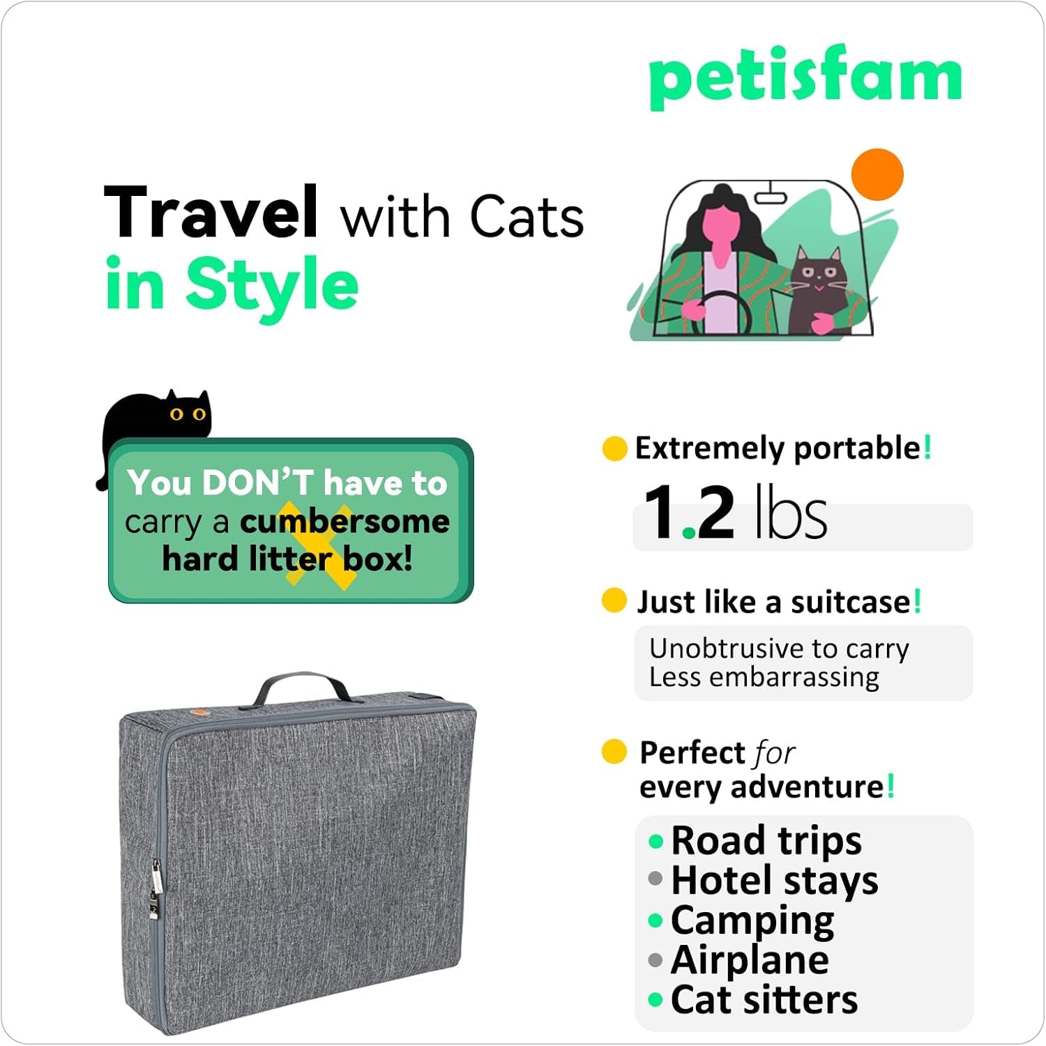 Portable Cat Travel Litter Box – Leakproof, Foldable & Odor-Control