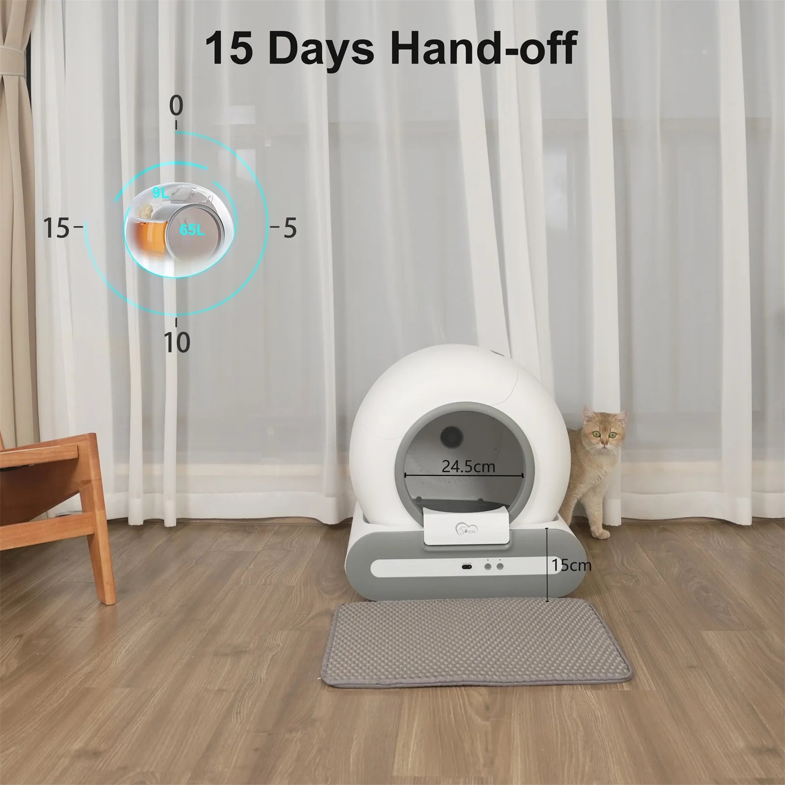 Smart Self-Cleaning Cat Litter Box - App Control for Multiple Cats