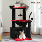 Cat Tree 33" Cactus Cat Tower – Multi-Level Scratching Post with Hammock, Condo & Large Perch for Medium Indoor Cats
