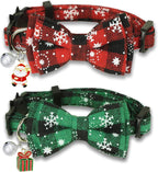 Christmas Cat Collar with Bow Tie & Bell – Holiday Buffalo Plaid Breakaway Collar for Cats & Kittens - FurriendlyPaws | Furry Friends, Happy Hearts