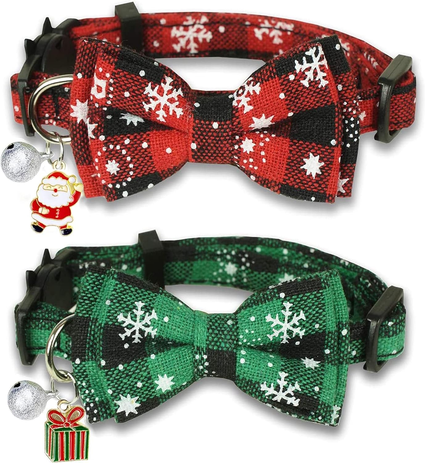 Christmas Cat Collar with Bow Tie & Bell – Holiday Buffalo Plaid Breakaway Collar for Cats & Kittens - FurriendlyPaws | Furry Friends, Happy Hearts