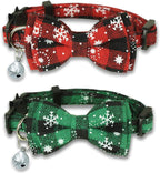 Christmas Cat Collar with Bow Tie & Bell – Holiday Buffalo Plaid Breakaway Collar for Cats & Kittens - FurriendlyPaws | Furry Friends, Happy Hearts