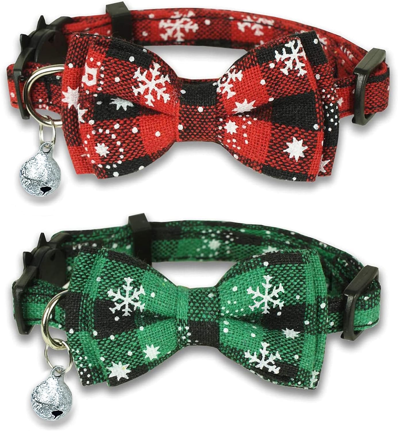 Christmas Cat Collar with Bow Tie & Bell – Holiday Buffalo Plaid Breakaway Collar for Cats & Kittens - FurriendlyPaws | Furry Friends, Happy Hearts