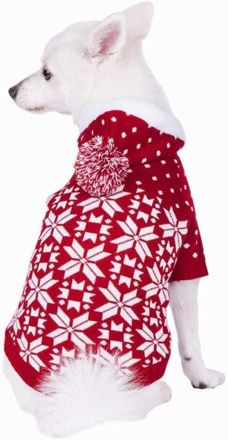 Let It Snow Dog Hoodie Sweater - Classic Red & White Pullover for Large Dogs