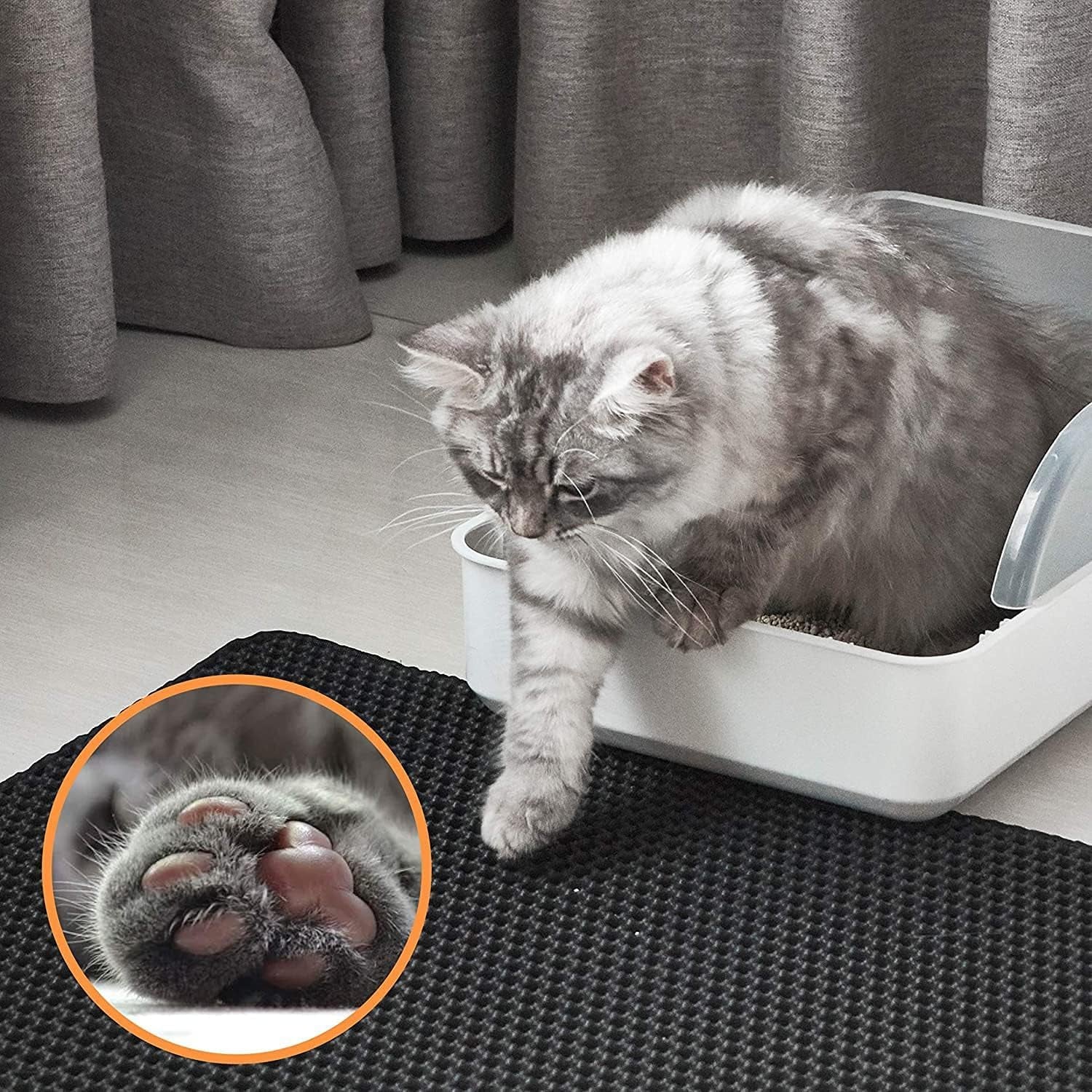 Cat Litter Mat 23"x17" – EVA Honeycomb Double Layer, Waterproof & Urine-Proof Scatter Control, Washable, BPA-Free
