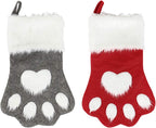 Large Dog & Cat Christmas Stockings – Plush Paw-Shaped Holiday Hanging Socks