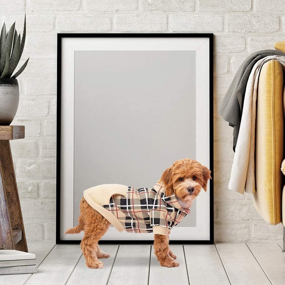 Plaid Dog Hoodie – Warm Winter Coat with Leash Hole, Stylish Sweater for Small, Medium & Large Dogs & Cats