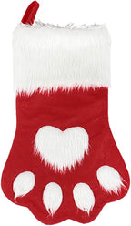 Large Dog & Cat Christmas Stockings – Plush Paw-Shaped Holiday Hanging Socks