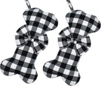 2 Pack Large Dog Christmas Stockings – Red & Black Plaid Bone-Shaped for Pets